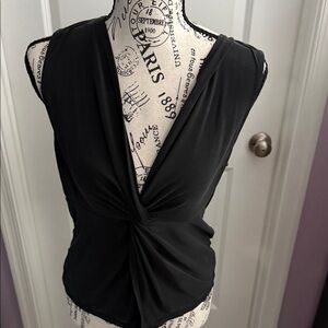 Green Envelope Black Twist-Front Blouse